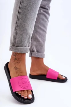 4F Klapki Sportowe|Klapki Damskie Klasyczne*Damskie Sportowe Klapki SS23FFLIF069-55S Różowo-Czarne