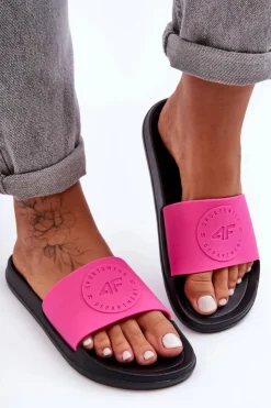 4F Klapki Sportowe|Klapki Damskie Klasyczne*Damskie Sportowe Klapki SS23FFLIF069-55S Różowo-Czarne