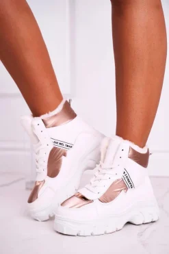 Boto Śniegowce Damskie|Botki Sznurowane*Damskie Sportowe Śniegowce Z Futerkiem Białe Euphoria