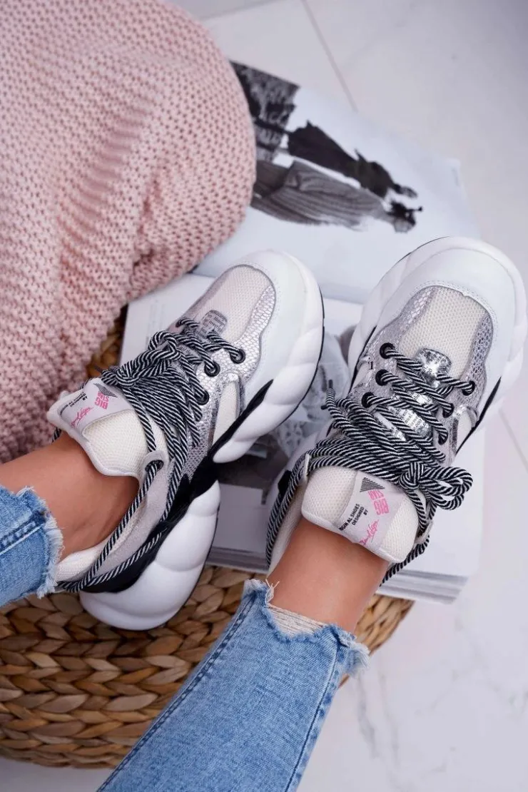 Big Star Shoes Buty Sportowe Big Star*Damskie Sportowe Obuwie Big Star by Daniel Lopez Białe FF274A546