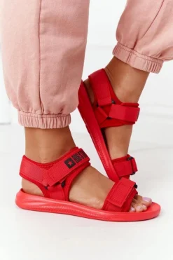 Sale Big Star Shoes Damskie Sportowe Sandały Big Star HH274A027 Czerwone Czerwony