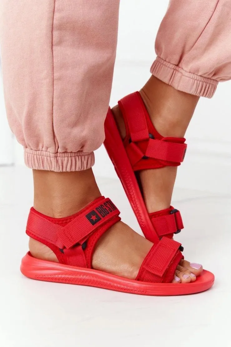 Sale Big Star Shoes Damskie Sportowe Sandały Big Star HH274A027 Czerwone Czerwony