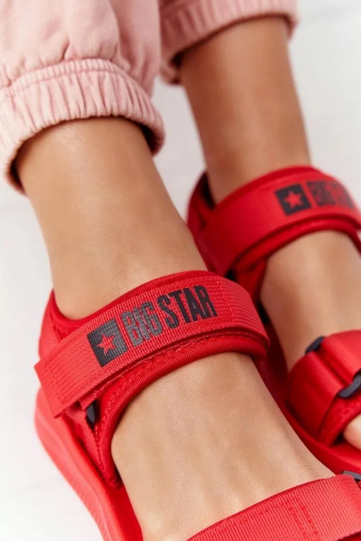 Sale Big Star Shoes Damskie Sportowe Sandały Big Star HH274A027 Czerwone Czerwony