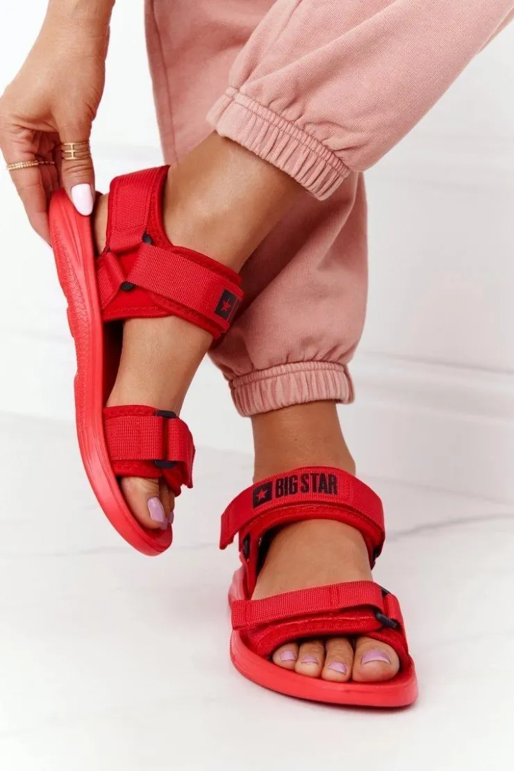 Sale Big Star Shoes Damskie Sportowe Sandały Big Star HH274A027 Czerwone Czerwony