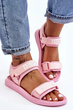 Big Star Shoes Sandały Big Star|Sandały Płaskie*Damskie Sportowe Sandały Big Star LL274729 Różowe Różowy