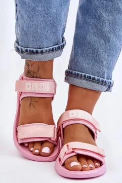 Big Star Shoes Sandały Big Star|Sandały Płaskie*Damskie Sportowe Sandały Big Star LL274729 Różowe Różowy