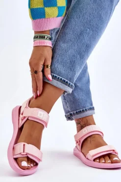 Big Star Shoes Sandały Big Star|Sandały Płaskie*Damskie Sportowe Sandały Big Star LL274729 Różowe Różowy