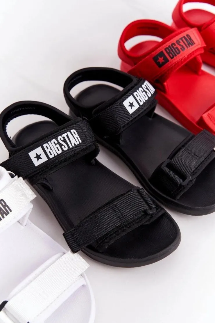 Big Star Shoes Sandały Big Star|Sandały Płaskie*Damskie Sportowe Sandały Big Star HH274A024 Czarne Czarny