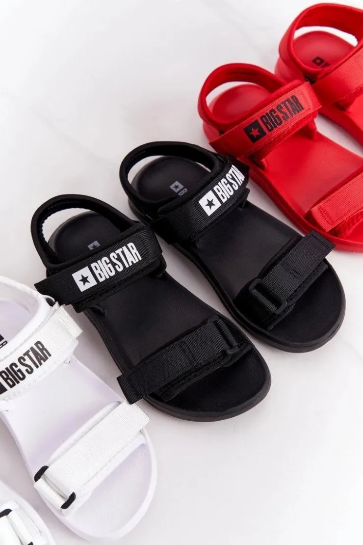 Big Star Shoes Sandały Big Star|Sandały Płaskie*Damskie Sportowe Sandały Big Star HH274A024 Czarne Czarny