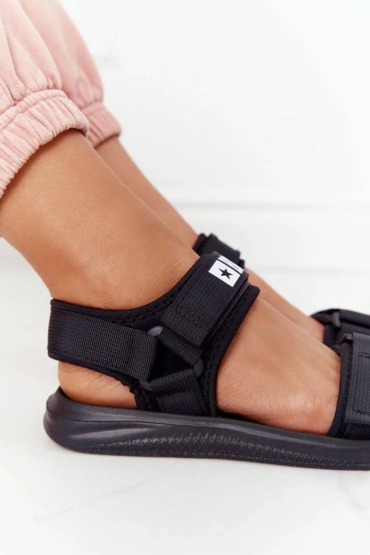 Big Star Shoes Sandały Big Star|Sandały Płaskie*Damskie Sportowe Sandały Big Star HH274A024 Czarne Czarny