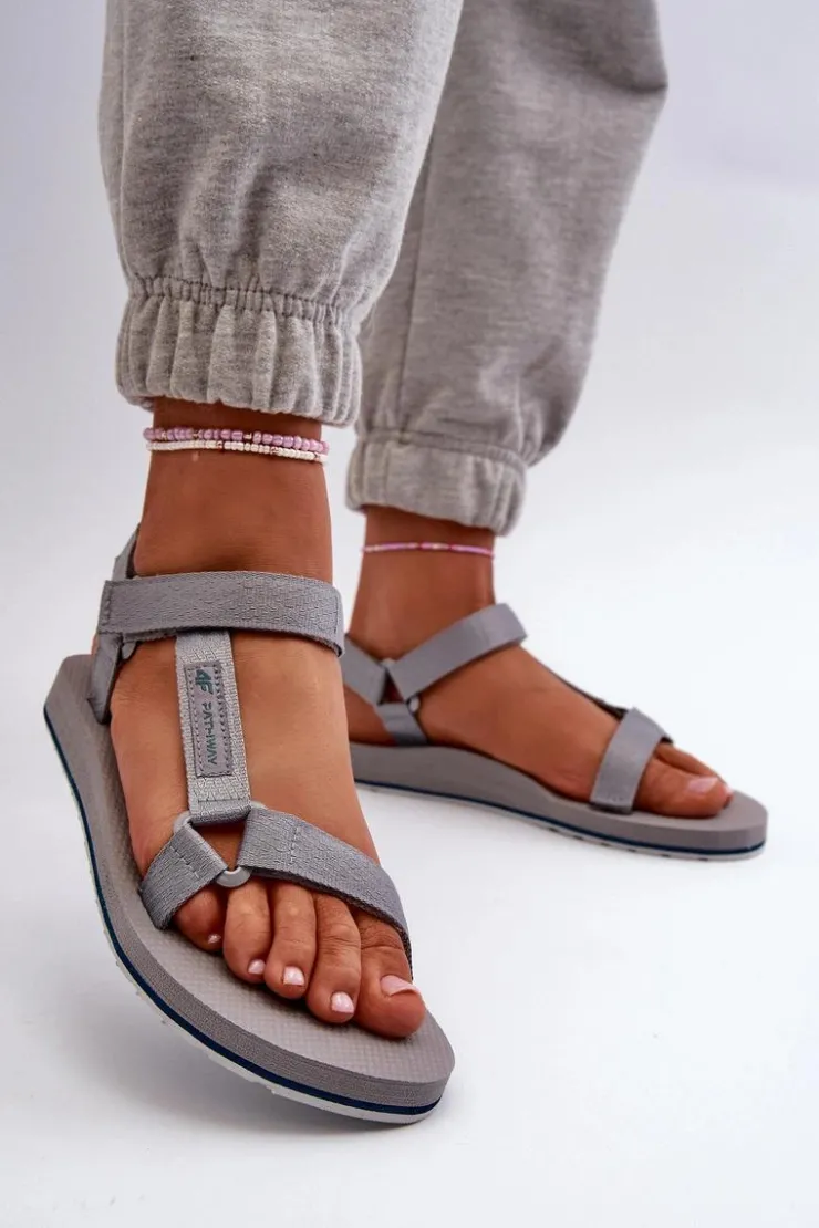 4F Sandały Płaskie*Damskie Sportowe Sandały RSS2SANF054-20S Szare Szary
