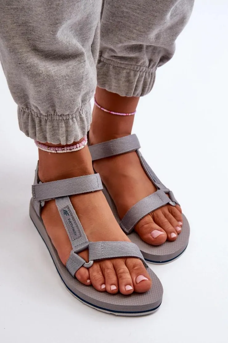 4F Sandały Płaskie*Damskie Sportowe Sandały RSS2SANF054-20S Szare Szary