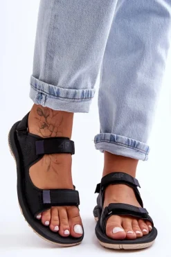 4F Sandały Płaskie*Damskie Sportowe Sandały SS23FSANF016-22S Czarne