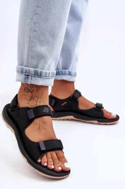 4F Sandały Płaskie*Damskie Sportowe Sandały SS23FSANF016-22S Czarne