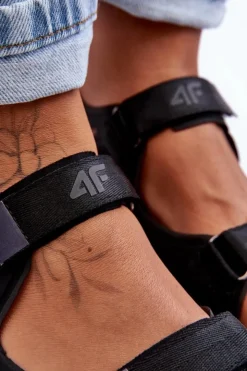 4F Sandały Płaskie*Damskie Sportowe Sandały SS23FSANF016-22S Czarne