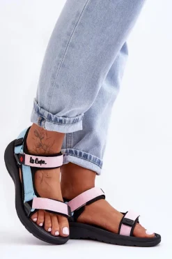 Lee Cooper Sandały Płaskie*Damskie Sportowe Sandały LCW-23-34-1688L Różowo-Niebieskie