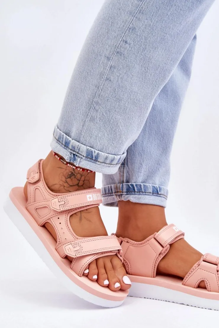 Outlet Big Star Shoes Damskie Sportowe Sandały Na Platformie Big Star LL274788 Różowe Różowy
