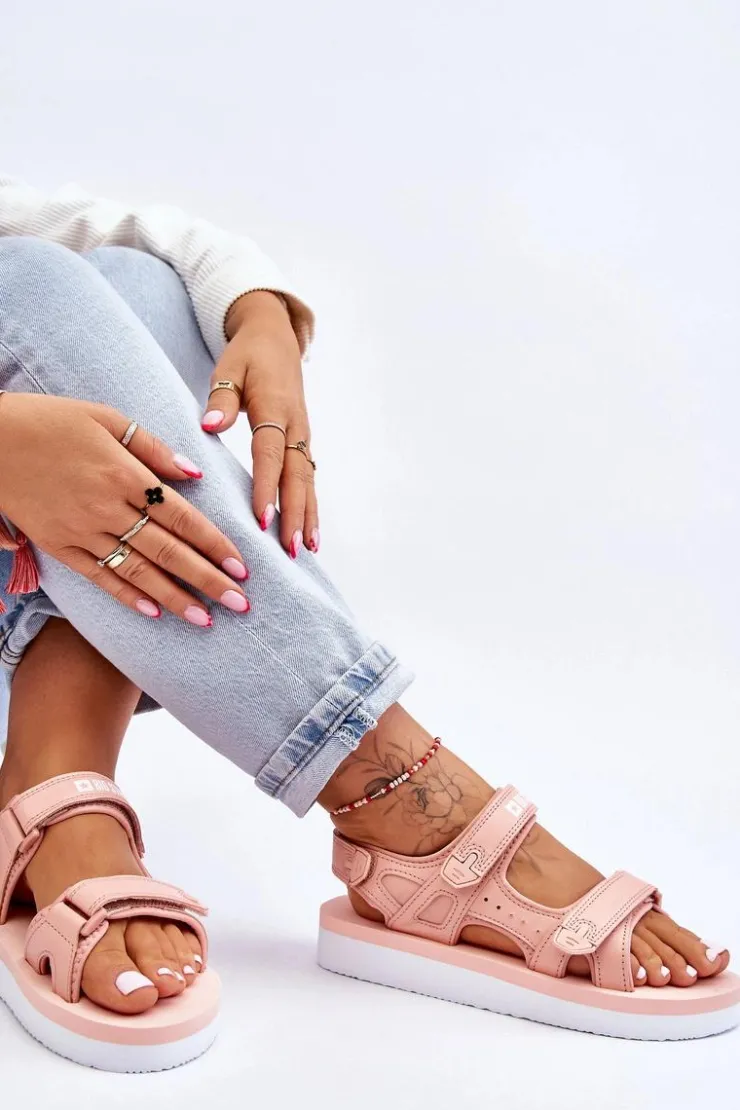 Outlet Big Star Shoes Damskie Sportowe Sandały Na Platformie Big Star LL274788 Różowe Różowy