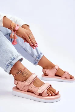 Outlet Big Star Shoes Damskie Sportowe Sandały Na Platformie Big Star LL274788 Różowe Różowy