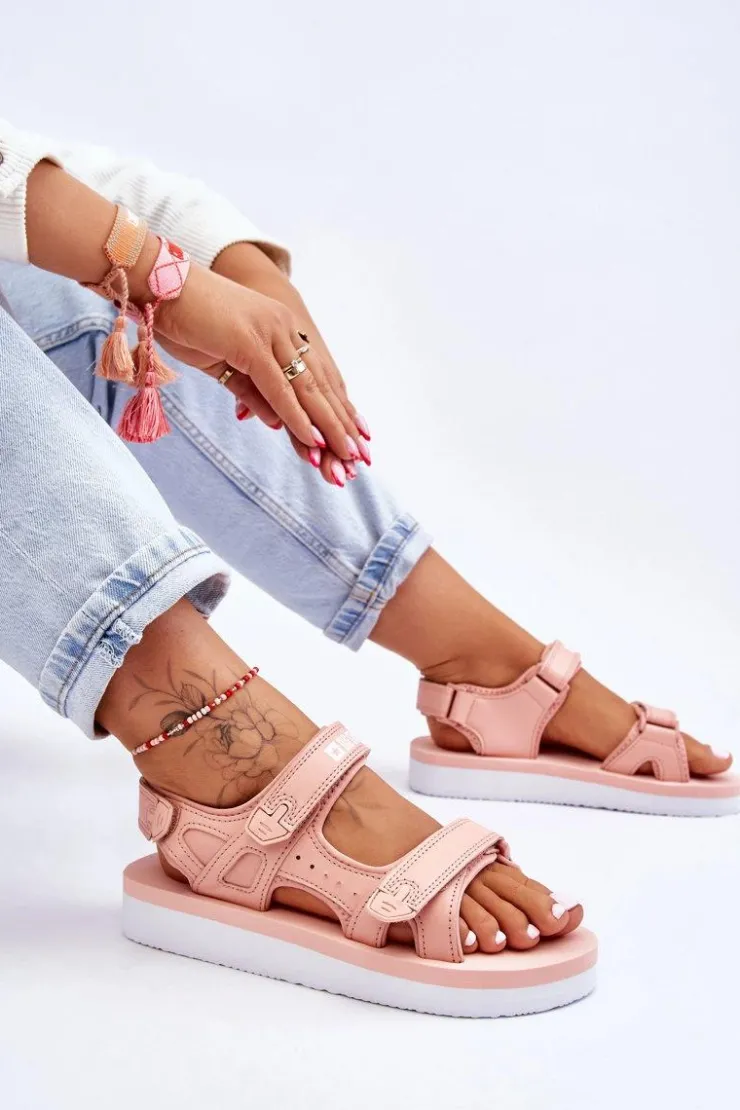 Outlet Big Star Shoes Damskie Sportowe Sandały Na Platformie Big Star LL274788 Różowe Różowy