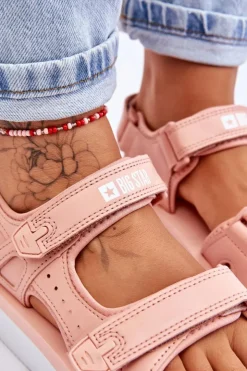 Outlet Big Star Shoes Damskie Sportowe Sandały Na Platformie Big Star LL274788 Różowe Różowy
