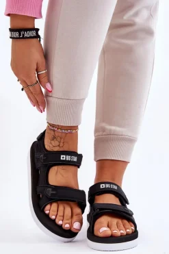 Damskie Big Star Shoes Damskie Sportowe Sandały Na Platformie Big Star LL274789 Czarne
