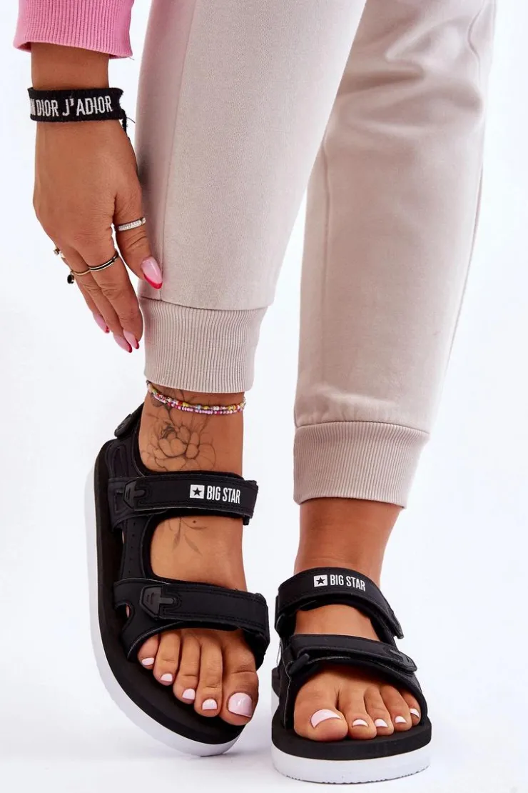 Damskie Big Star Shoes Damskie Sportowe Sandały Na Platformie Big Star LL274789 Czarne