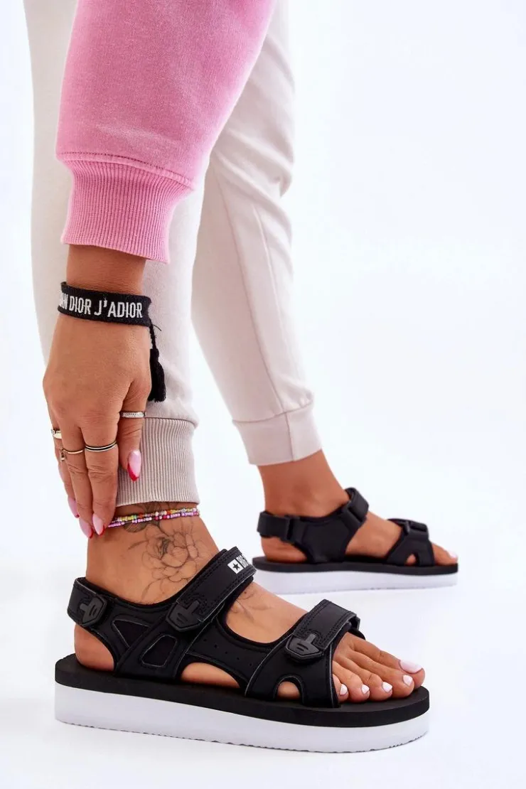 Damskie Big Star Shoes Damskie Sportowe Sandały Na Platformie Big Star LL274789 Czarne