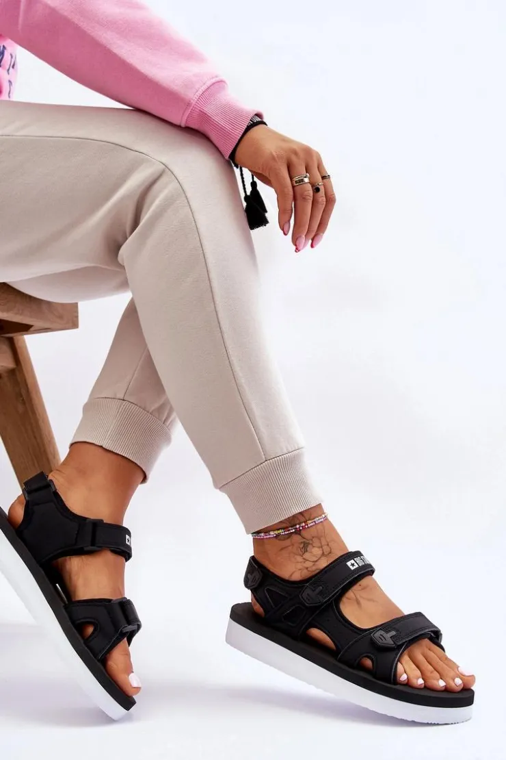 Damskie Big Star Shoes Damskie Sportowe Sandały Na Platformie Big Star LL274789 Czarne