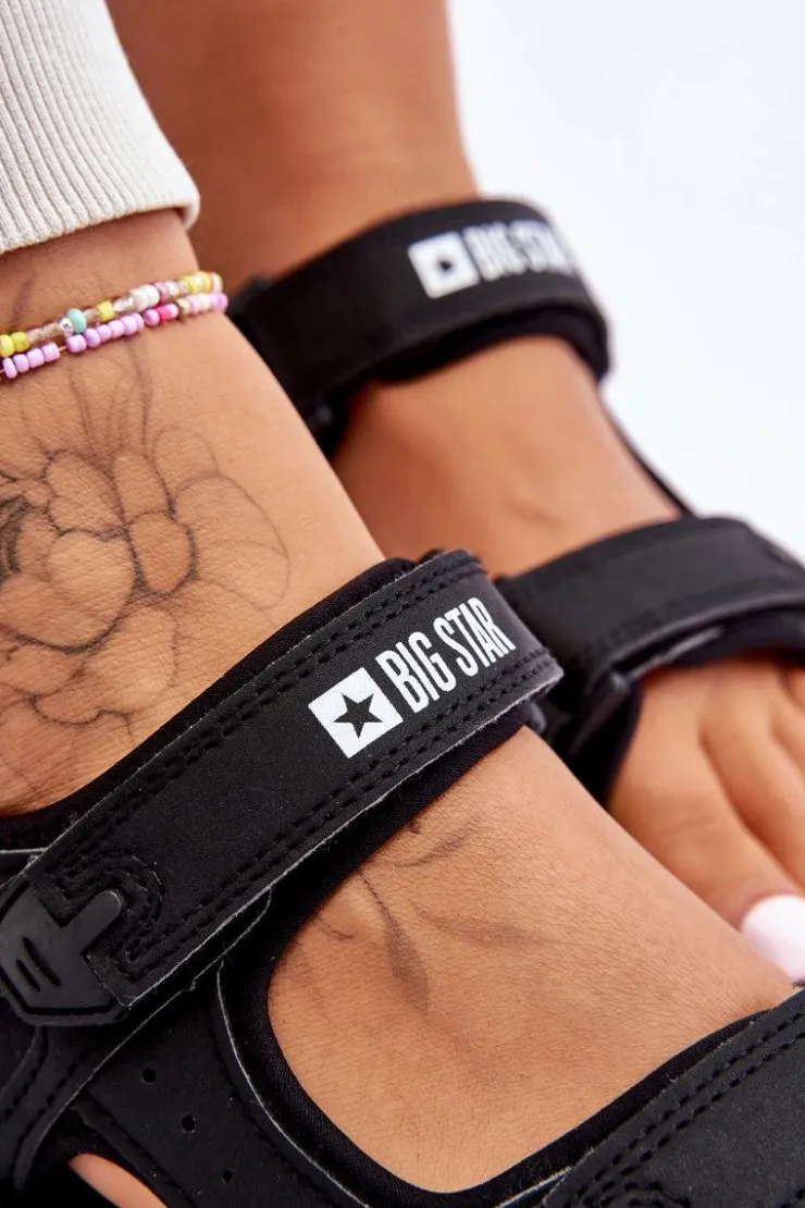 Damskie Big Star Shoes Damskie Sportowe Sandały Na Platformie Big Star LL274789 Czarne