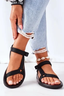 Damskie Boto Damskie Sportowe Sandały Na Rzepy Czarne Ultimate