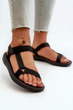 Best Boto Damskie Sportowe Sandały Na Rzepy Czarne Vilari Czarny