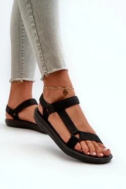 Best Boto Damskie Sportowe Sandały Na Rzepy Czarne Vilari Czarny