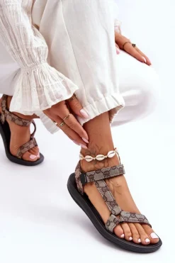 Boto Sandały Płaskie*Damskie Sportowe Sandały We Wzory Brązowe Ultimate