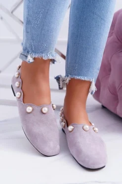 Boto Baleriny Klasyczne*Damskie Szare Baleriny Lu Boo Milis