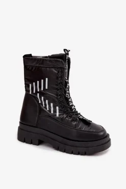 Buty damskie Vinceza Śniegowce Damskie|Damskie Trapery*Damskie Sznurowane Botki Śniegowce Vinceza 23-34586 Czarne Czarny