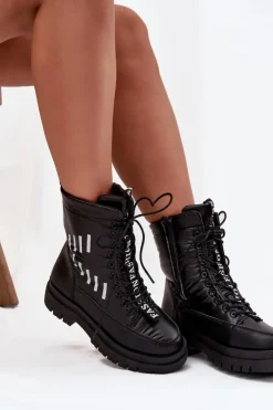 Buty damskie Vinceza Śniegowce Damskie|Damskie Trapery*Damskie Sznurowane Botki Śniegowce Vinceza 23-34586 Czarne Czarny