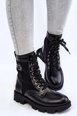 Online Boto Damskie Sznurowane Botki Trapery Z Ociepleniem Czarne Nomi