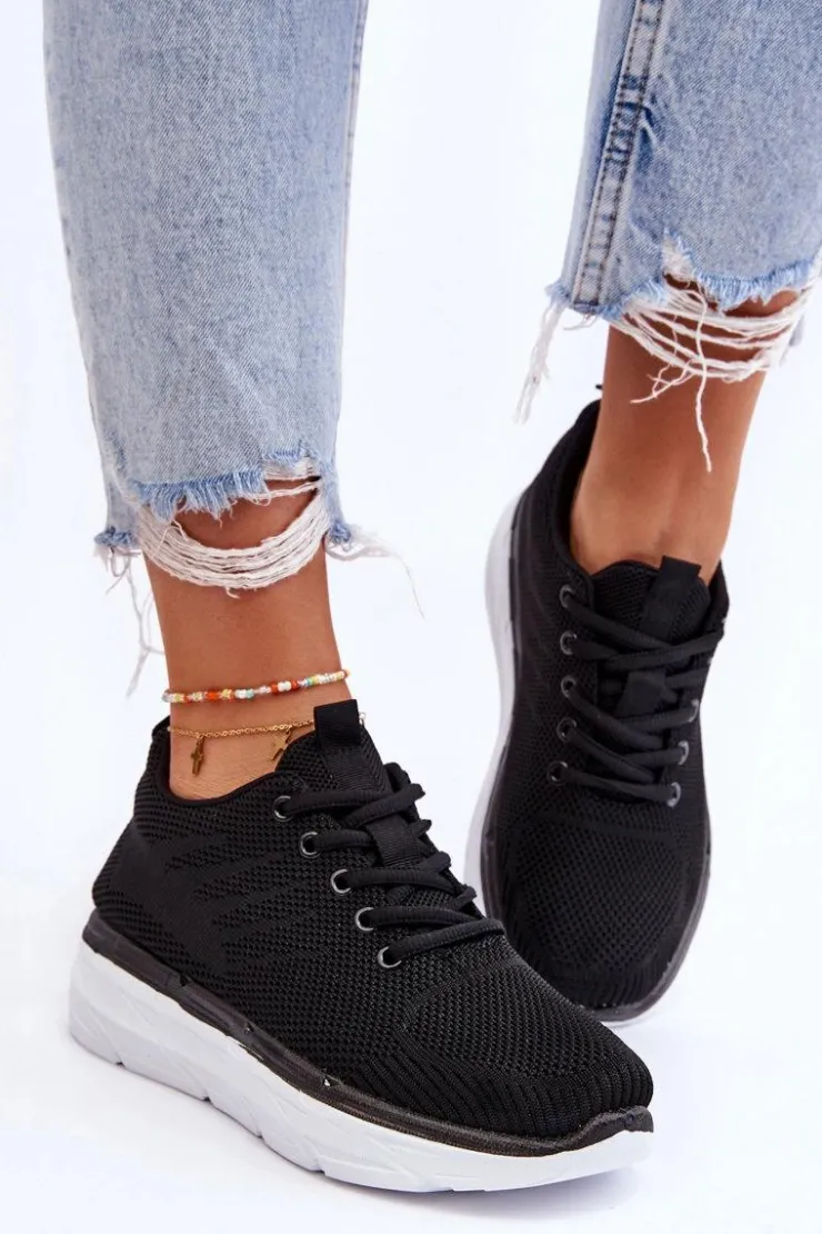 Damskie Boto Damskie Sznurowane Buty Sportowe Czarne Lavarone