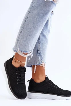 Damskie Boto Damskie Sznurowane Buty Sportowe Czarne Lavarone