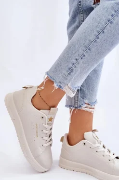 Damskie Boto Damskie Sznurowane Buty Sportowe Beżowe Mikaela