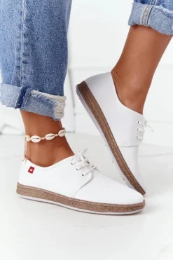 Damskie Big Star Shoes Damskie Sznurowane Espadryle Big Star FF276043 Białe