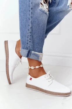 Damskie Big Star Shoes Damskie Sznurowane Espadryle Big Star FF276043 Białe