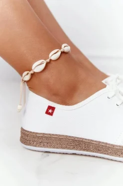 Damskie Big Star Shoes Damskie Sznurowane Espadryle Big Star FF276043 Białe