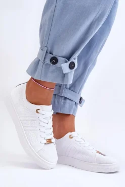 Damskie Boto Damskie Sznurowane Trampki Białe Etna