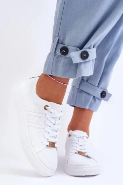 Damskie Boto Damskie Sznurowane Trampki Białe Etna