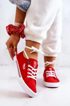 Big Star Shoes Trampki Damskie Big Star|Trampki Damskie Niskie*Damskie Tenisówki BIG STAR HH274061 Czerwone
