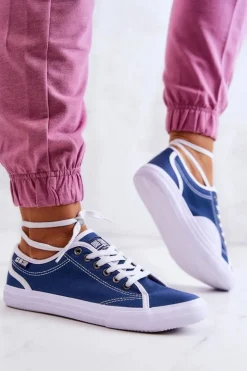 Big Star Shoes Trampki Damskie Big Star|Trampki Damskie Niskie*Damskie Tenisówki BIG STAR W274834 Granatowe