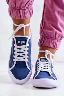 Big Star Shoes Trampki Damskie Big Star|Trampki Damskie Niskie*Damskie Tenisówki BIG STAR W274834 Granatowe