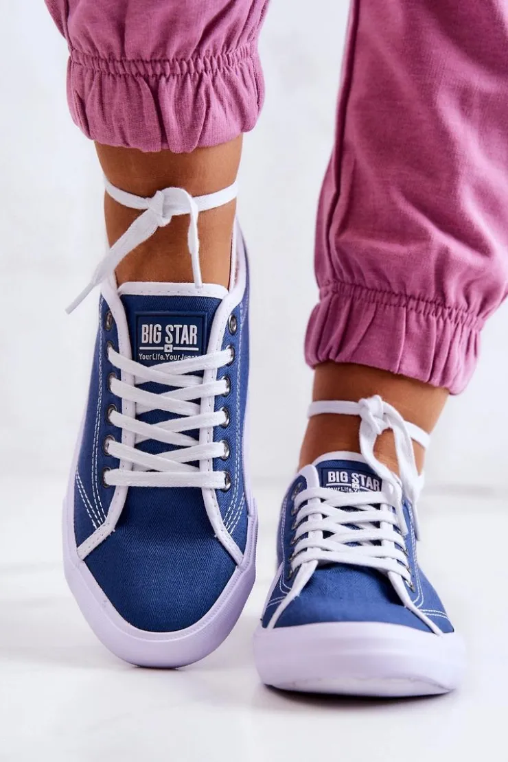 Big Star Shoes Trampki Damskie Big Star|Trampki Damskie Niskie*Damskie Tenisówki BIG STAR W274834 Granatowe